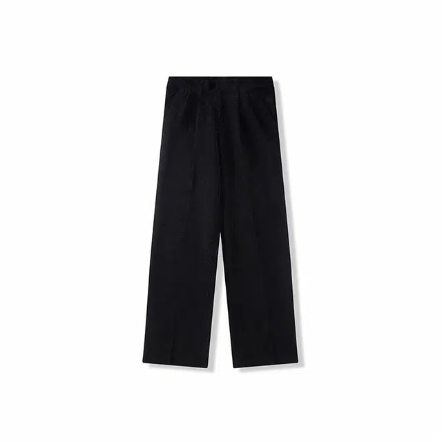 我是大卫 复古灯芯绒潮流宽松港风中腰阔腿休闲裤 男女同款 黑色