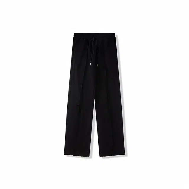 我是大卫 破洞痞帅直筒裤宽松卫裤百搭垂感高街休闲裤 男款 黑色