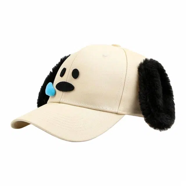 优莲茵 可爱卡通鼻涕小狗狗 搞怪休闲户外出行遮阳帽 通勤出游防晒 棉 鸭舌帽 男女同款情侣款