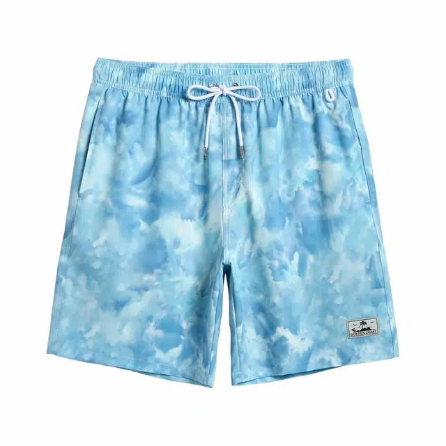 盖浪 满印速干可下水直筒系带沙滩裤 男款 迷雾蓝