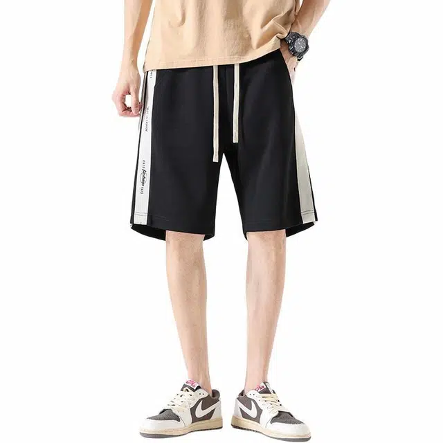 【dme】 侧边条纹直筒宽松日系百搭舒适五分休闲短裤 男款