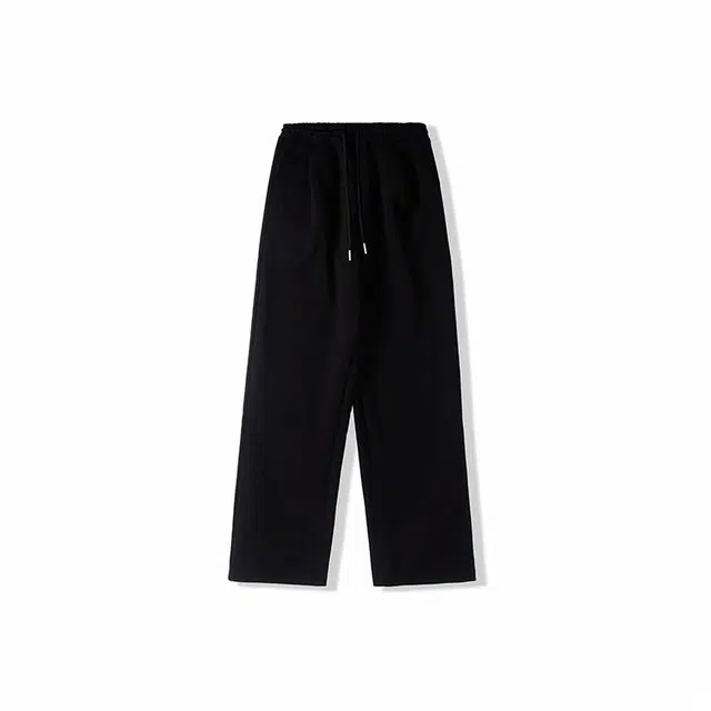 我是大卫 基础款纯色垂感直筒系带中腰卫裤休闲裤 男女同款