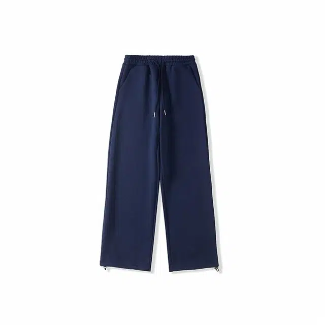 我是大卫 纯色简约基础款宽松休闲裤 男女同款 深蓝色