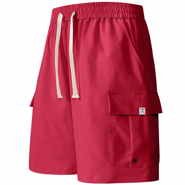 吾皇猫 美式卡通小贴布设计复古学院风基础款简约百搭个性潮流宽松直筒五分多口袋舒适透气工装短裤 男女同款