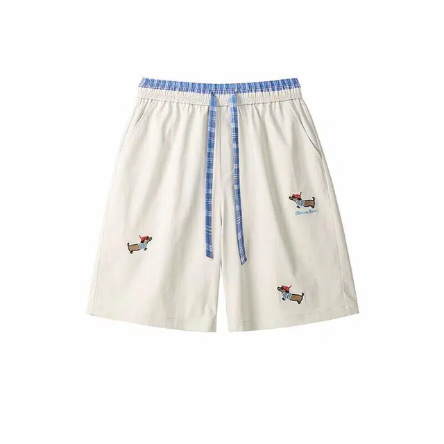欧路得 腊肠狗刺绣休闲百搭工装短裤 男款