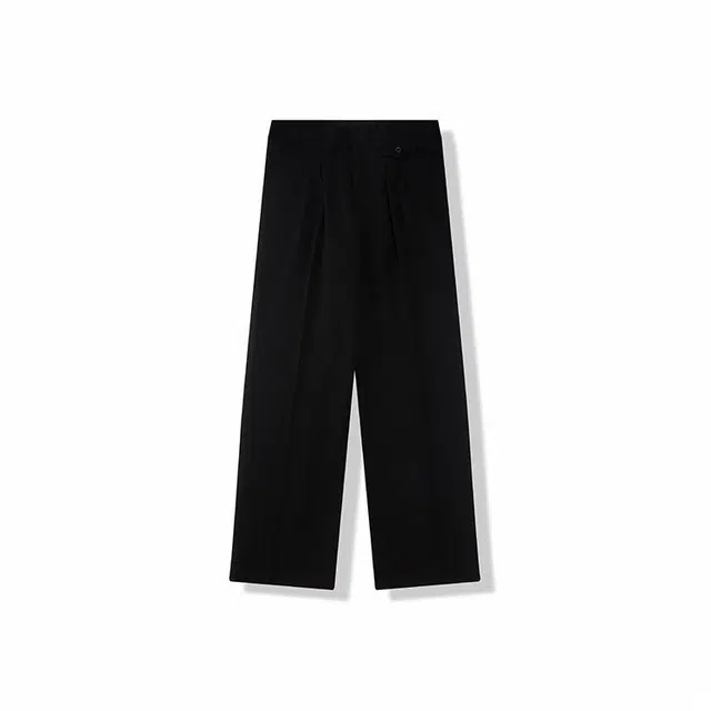 我是大卫 韩版时尚小众设计感简约百搭宽松直筒西装休闲裤 男款 黑色