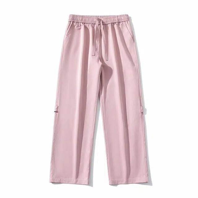 爱肯 简约纯色宽松舒适百搭直筒休闲裤 男女同款