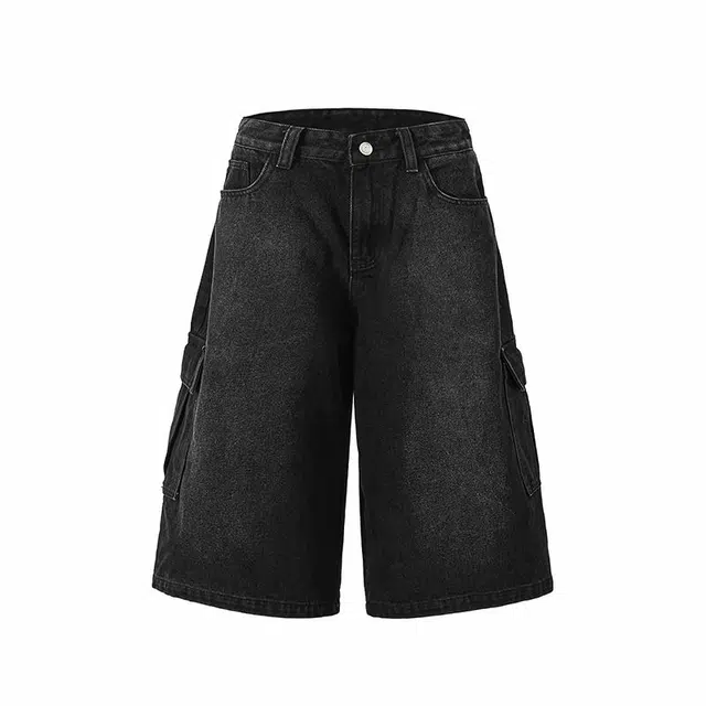 欧路得 美式七分潮牌宽松纯色工装短裤 男款