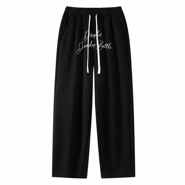 三体 末日之战系列 简约基础款纯色字母印花宽松学生多巴胺高街潮牌美式复古百搭舒适垂感自然中腰直筒日常通勤休闲裤 男女同款