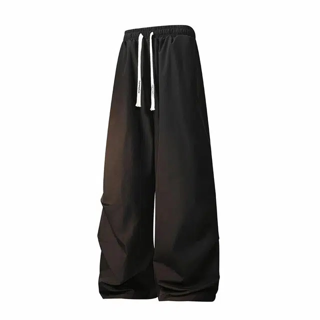 吾皇猫 无性别主义基础款简约纯色百搭垂感拖地宽松抽绳直筒舒适柔软亲肤休闲裤 男女同款