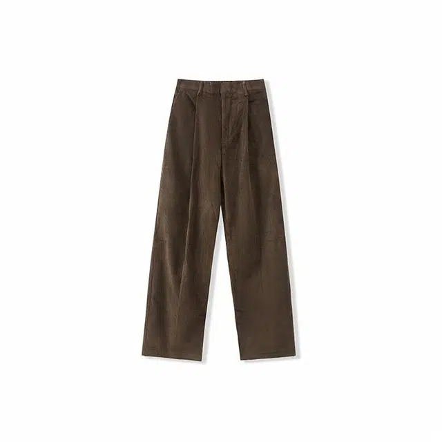 我是大卫 复古纯色直筒宽松休闲裤 男女同款 棕色
