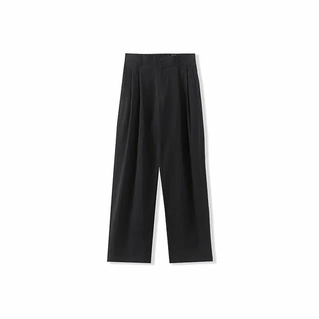 我是大卫 纯色简约宽松垂感直筒休闲裤 男女同款 黑色