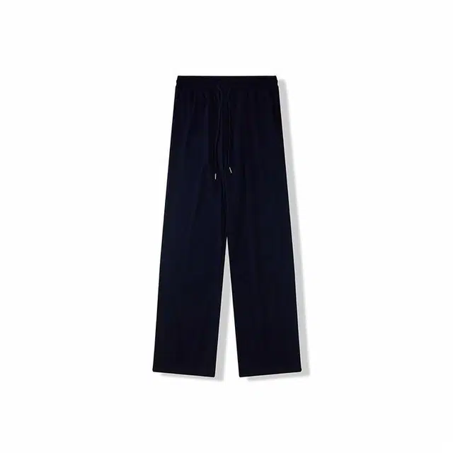 我是大卫 春夏季宽松直筒裤韩版百搭纯色阔腿松紧腰休闲裤 男款 深蓝色