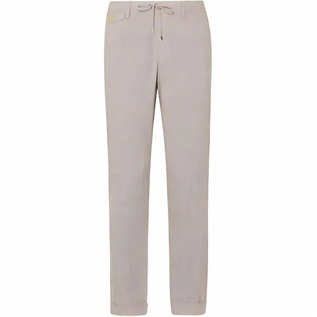 依文 纯色条纹中腰拉链直筒休闲裤 男款 杏色