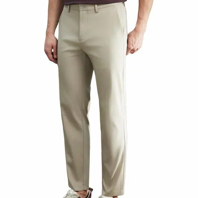 依文 直筒无弹纯色舒适休闲裤 男款 卡其色