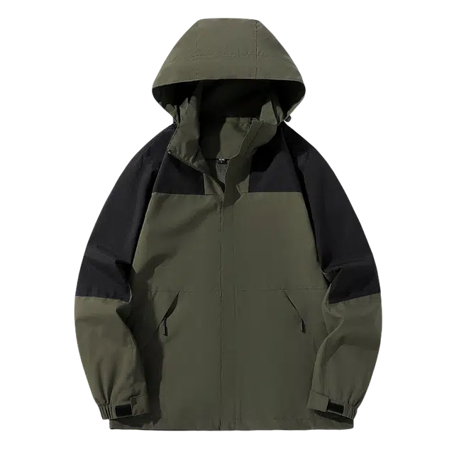 北极绒 可脱卸帽户外防风防水冲锋衣薄款透气登山服 男款