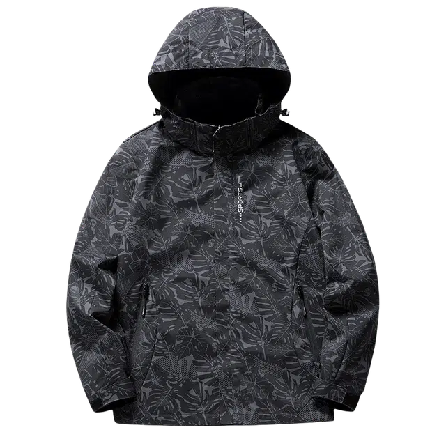 北极绒 户外迷彩连帽防泼水透气登山服 男款