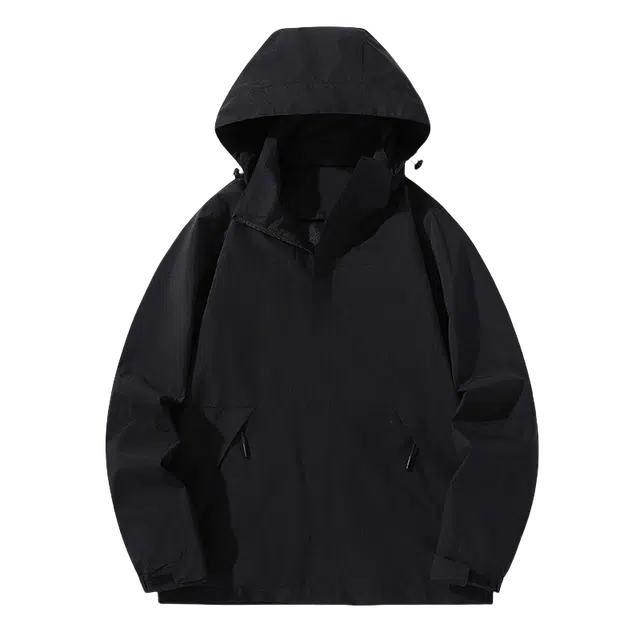 北极绒 可脱卸帽户外防风防水冲锋衣薄款透气登山服 男款