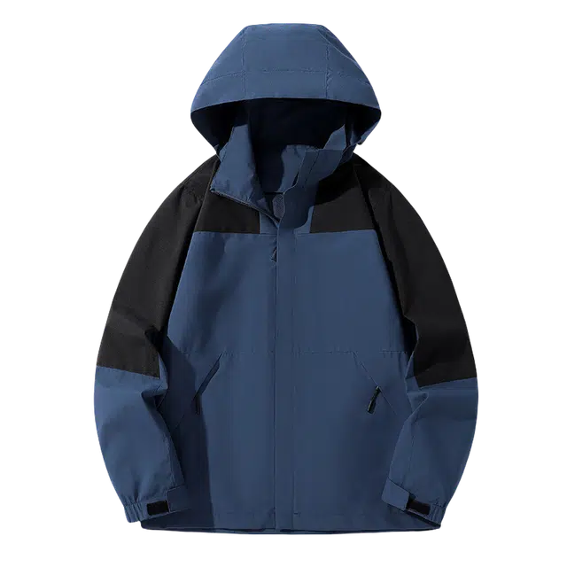 北极绒 可脱卸帽户外防风防水冲锋衣薄款透气登山服 男款