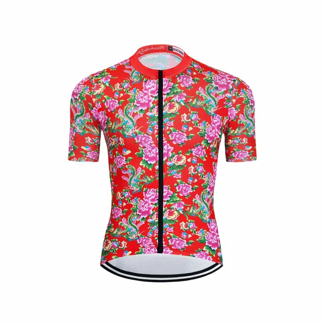 雅鹿 夏季服短袖冰凉透气速干牛奶丝东北大花自行车服公路单车 骑行配套