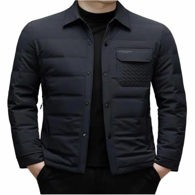 雅鹿 衬衫领中青年白鹅绒保暖加厚防寒服休闲外套棉服 男款
