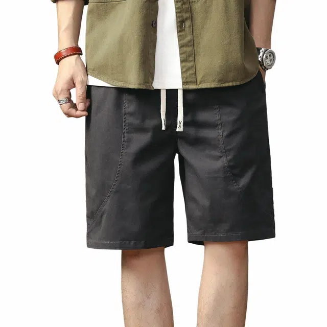 格蓝鹿 美式版型户外休闲薄款小众设计感宽松五分裤工装短裤 男女同款 基础色（黑灰白等）