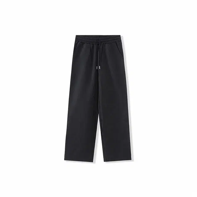 我是大卫 纯色抽绳宽松阔腿休闲裤 男女同款 黑色