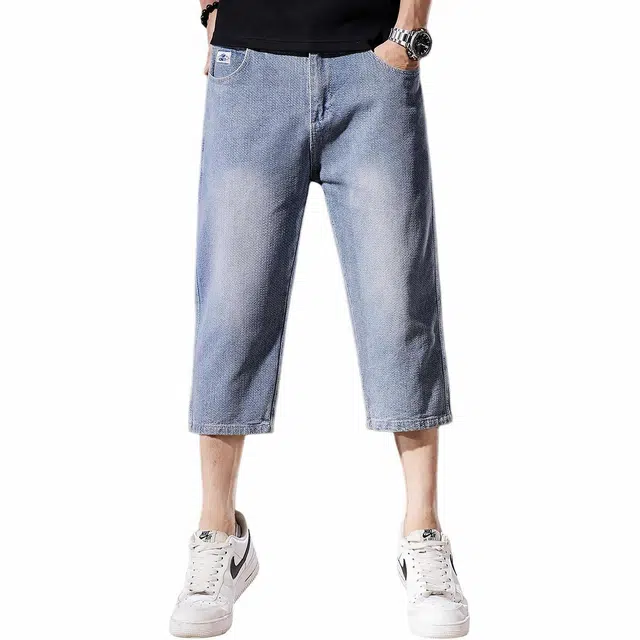 贵色 夏季 美式薄款复古休闲简约七分牛仔短裤 男女同款 基础色（黑灰白等）