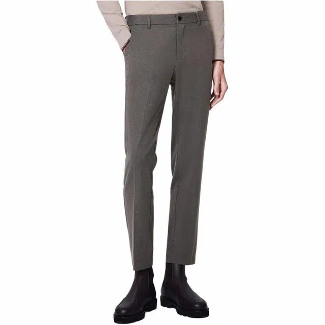 依文 纯色中腰商务休闲裤 男款 咖啡色