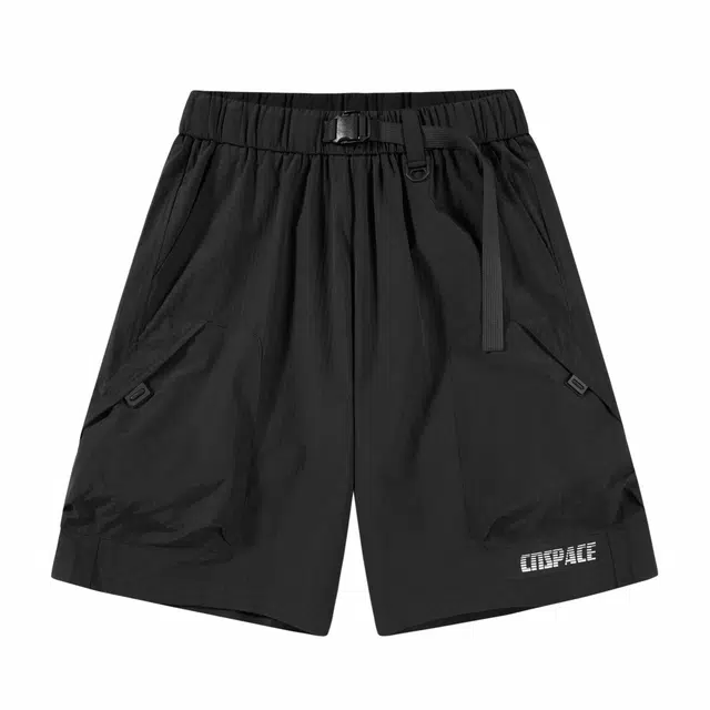 中国航天 美式经典复古字母宽松舒适纯色工装短裤 男女同款