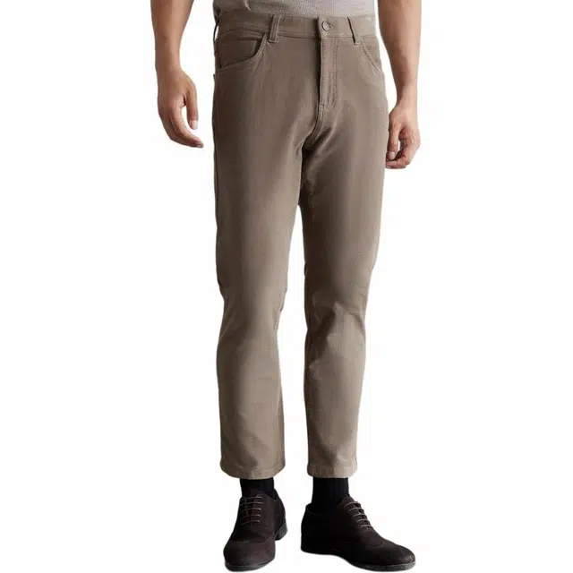 依文 中腰纯色商务休闲裤 男款 卡其色