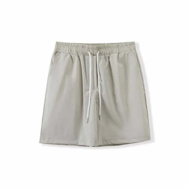 我是大卫 基础纯色百搭薄款抽绳直筒休闲短裤 男女同款