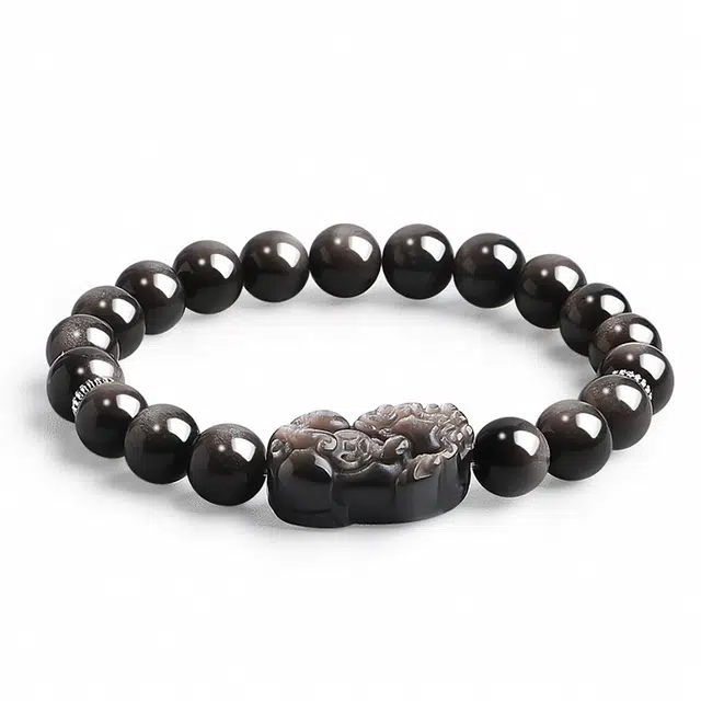 【来财貔貅】 印象眸  新中式精致简约古风多财多福素圈转运珠通勤高级设计感手饰 礼盒包装#好运 黑曜石 手串 男女同款情侣款