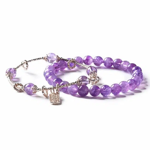 【匠心手作 福运加倍路路通】 灵菲 仕途亨通助学业新中式小众原创设计感百搭简约手饰 双层叠戴福牌转运#好运 紫水晶 手链 女款