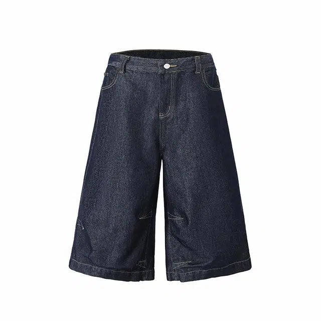 欧路得 美式高街宽松休闲时尚百搭纯色牛仔短裤 男款