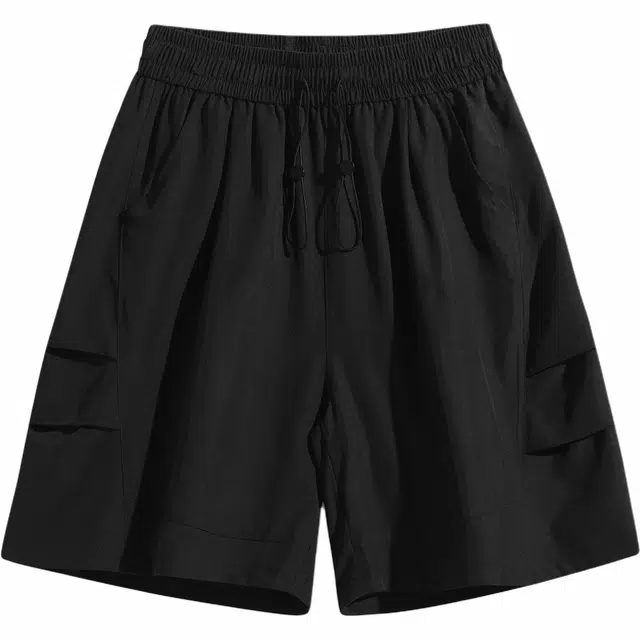 袋鼠 美式纯色薄款宽松五分休闲短裤 男女同款