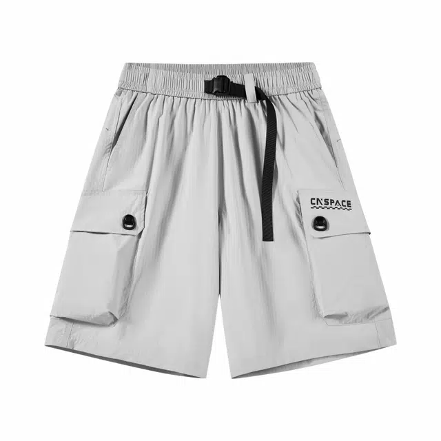 中国航天 设计字母纯色简约百搭梭织五分运动休闲工装短裤 男女同款