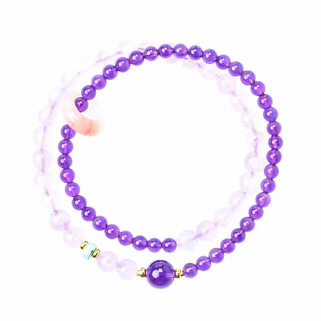 东海世家 乌拉圭深紫轻奢小众设计感国潮中式国风原创设计薰衣草#好运文艺时尚气质高级感 紫水晶 手链 女款