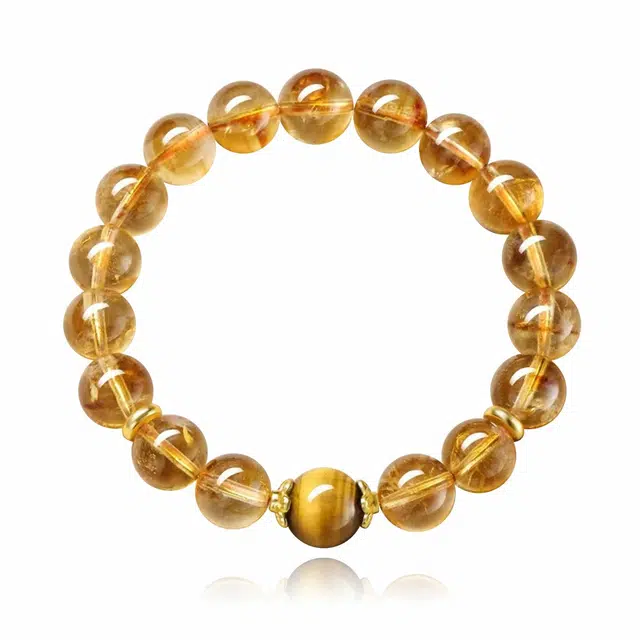 谧月珠宝 招财进宝 新中式国潮转运珠轻奢精致高级感百搭小众创意设计日常通勤必备好运天然 黄水晶 手串 男女同款情侣款