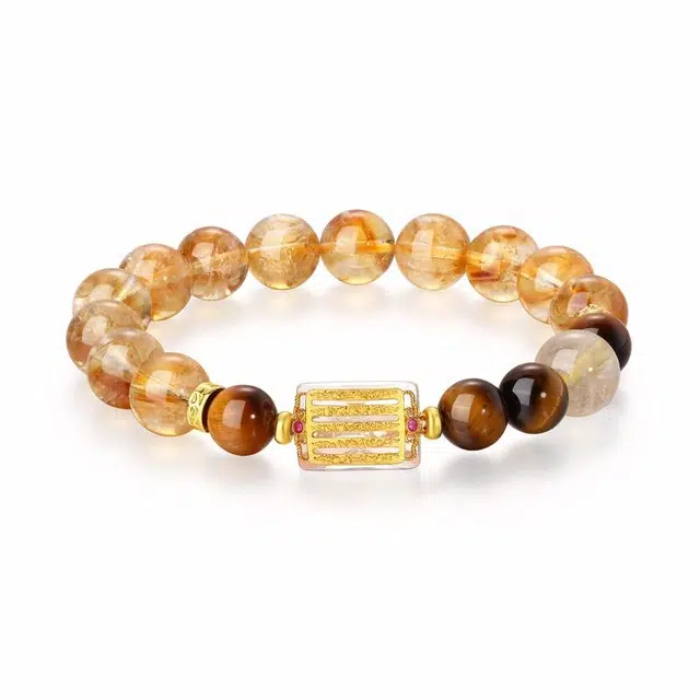 【金银满溢】 金六福吉祥 财富盈满源源不断 财源广进招财进宝能量满满 通透灵性轻奢天然 黄水晶 手串 男女同款情侣款