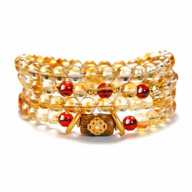 【匠心手作 有财有颜】 灵菲 招财转运新中式原创设计小众复古高级感百搭显白手饰 璀璨闪耀财运亨通#好运 黄水晶 手串 女款