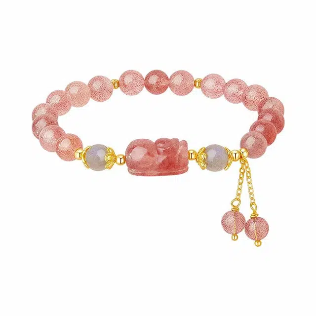 尚仟伊 【发财莓烦恼】新中式复古旺桃花招财貔貅 招正缘添财暴富转运平安#好运天然 草莓晶 手串 女款