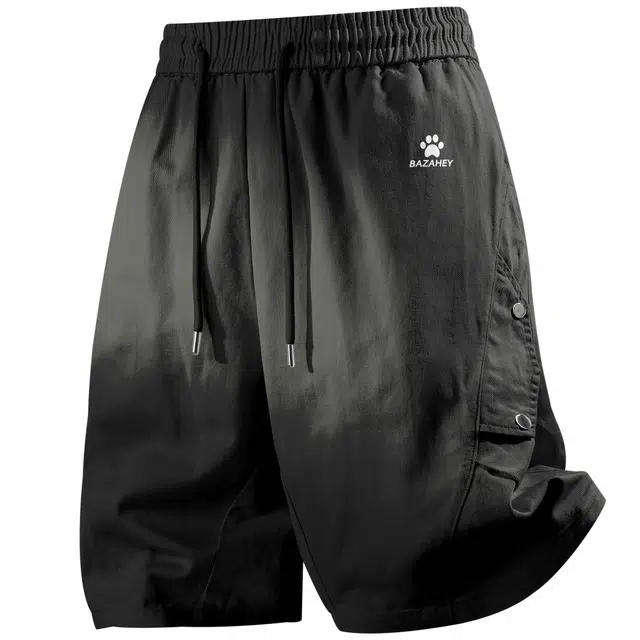 吾皇猫 美式复古纯棉休闲裤子大口袋纯色简约基础款潮流潮牌运动五分裤宽松时尚百搭舒适工装短裤 男女同款