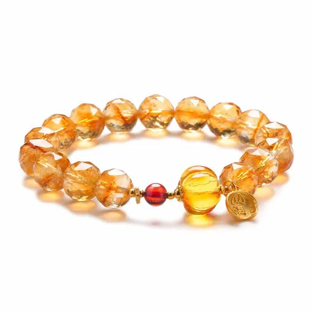 【匠心手作 多财多福小南瓜】 灵菲 原创新中式小众设计简约百搭手饰 招财转运珠晶光璀璨#好运 黄水晶 手串 女款