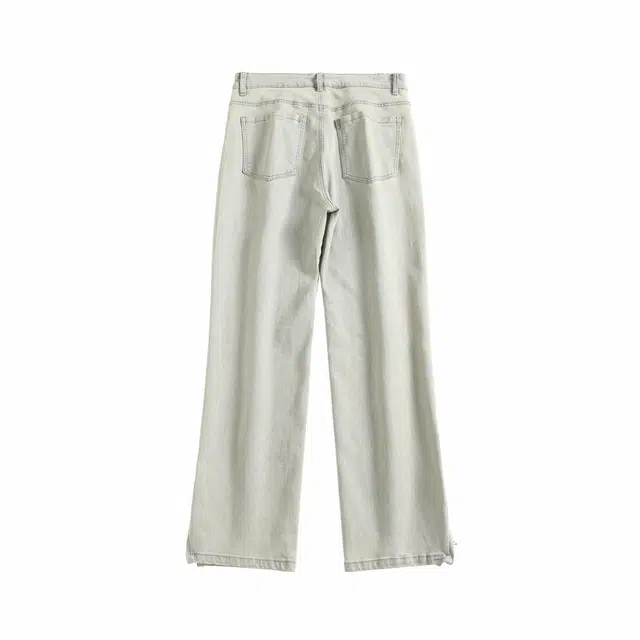 加荣 美式潮牌做旧长裤青少年帅气宽松弯刀裤水洗复古休闲裤简约牛仔裤 男女同款