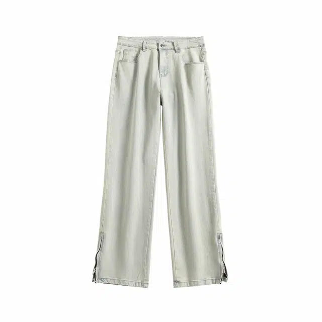 加荣 美式潮牌做旧长裤青少年帅气宽松弯刀裤水洗复古休闲裤简约牛仔裤 男女同款