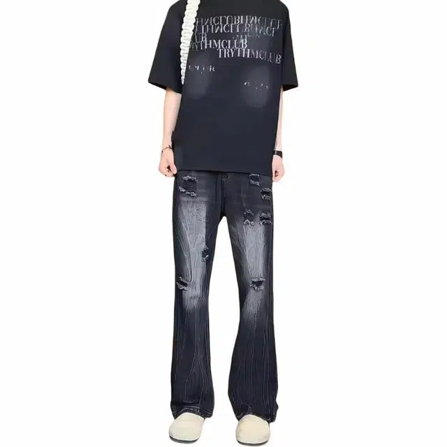 煦加 拉链纯色休闲牛仔裤 男款