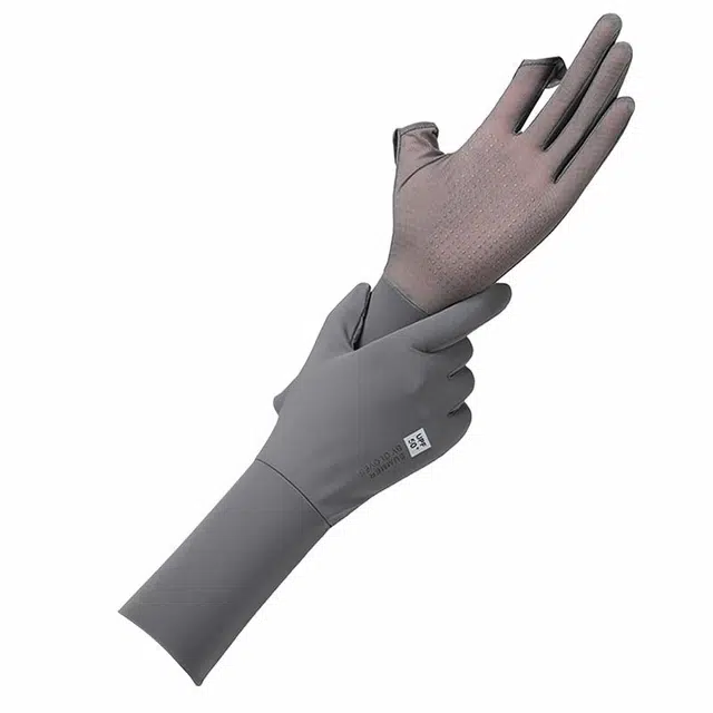 南极人 冰丝夏季防紫外线开车骑行电动车防滑户外遮阳手腕加长可触屏透气 轻薄 防晒手套 女款