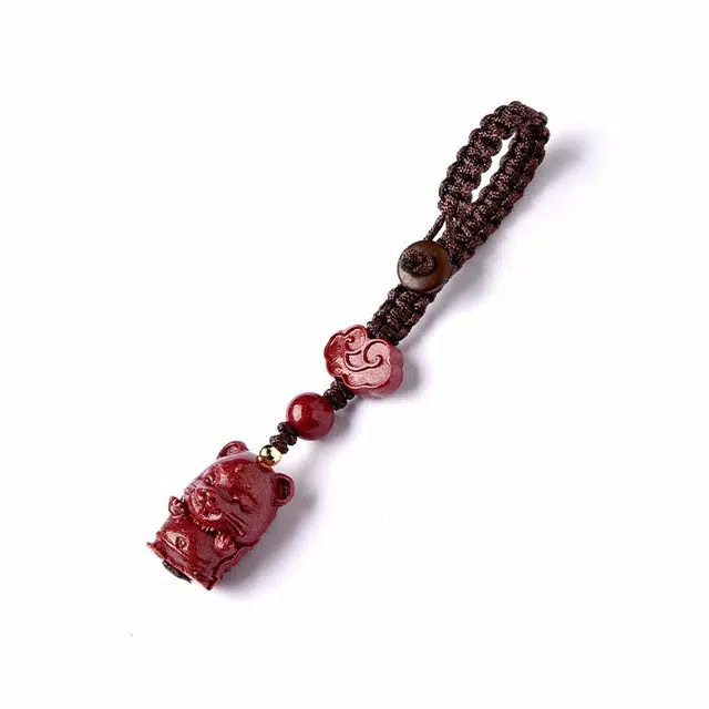 灵菲 朱砂生肖钥匙扣 十二生肖 平安转运 后视镜挂坠 车内吊饰挂饰 朱砂 玉石吊坠 男女同款情侣款 礼 物 礼盒