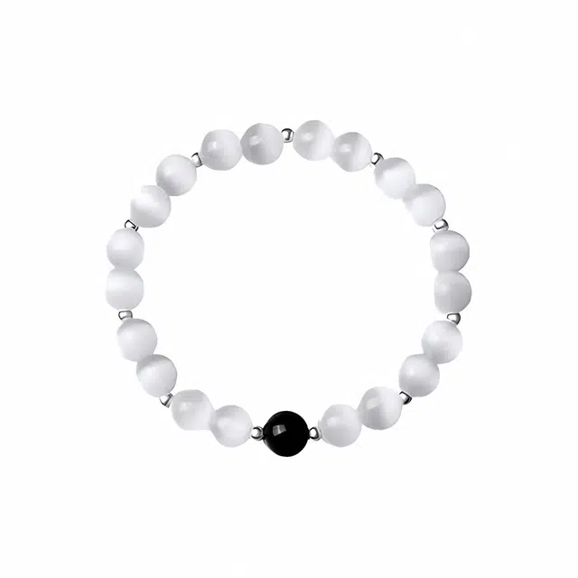 京华录 昼夜之星 新中式招财纳福转运珠串珠 国风佛系学生黑曜石 猫眼石 手链 男女同款情侣款